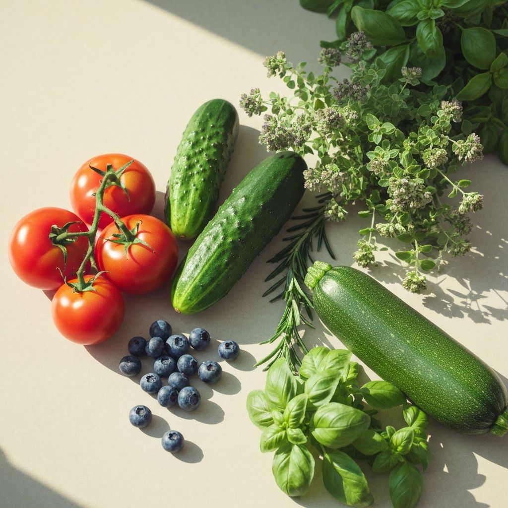 Summer vegetables and herbs